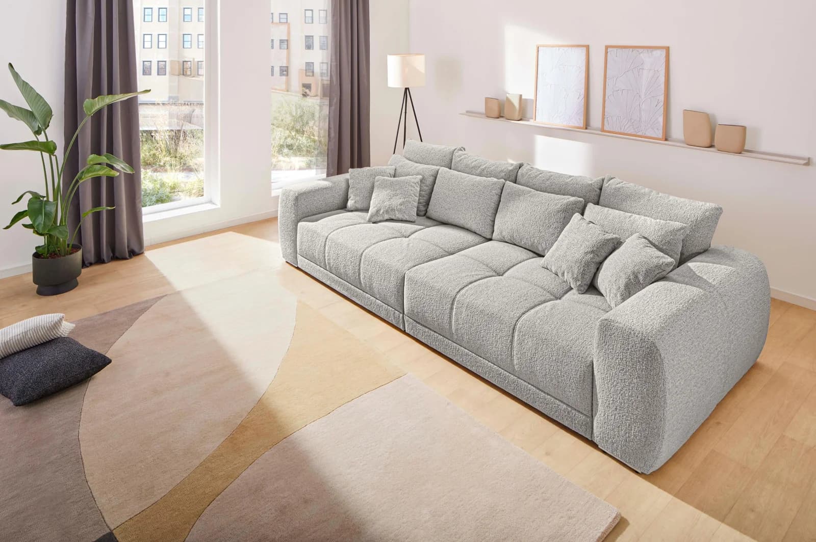 Jockenhöfer Big-Sofa Moldau XXL Hellgrau mit Federkern