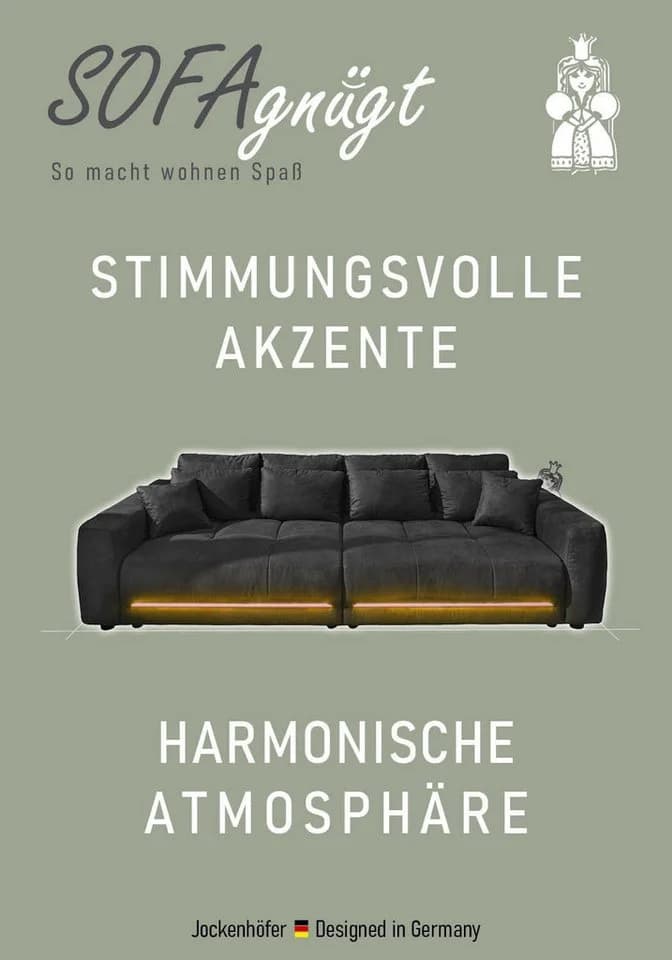 Jockenhöfer Gruppe Big-Sofa Lumina XXL mit LED-RGB-Beleuchtung Dunkelgrau - Bild 3