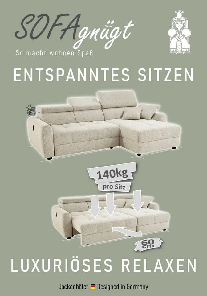 Jockenhöfer Gruppe Ecksofa Move L-Form Elektrisch Sitztiefenverstellung - Bild 4