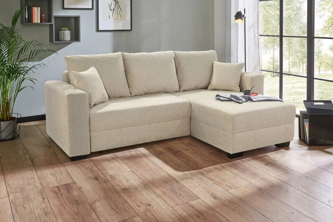 Jockenhöfer Gruppe Ecksofa Elmau Beige Chenille mit Bettkasten & Schlaffunktion - Bild 2