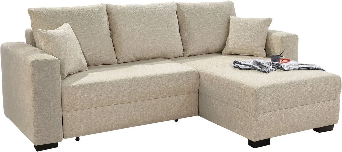 Jockenhöfer Gruppe Ecksofa Elmau Beige Chenille mit Bettkasten & Schlaffunktion - Bild 3