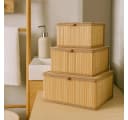 BOXIMO Aufbewahrungsbox Bambus-Korb-Set mit Deckel Bild 2
