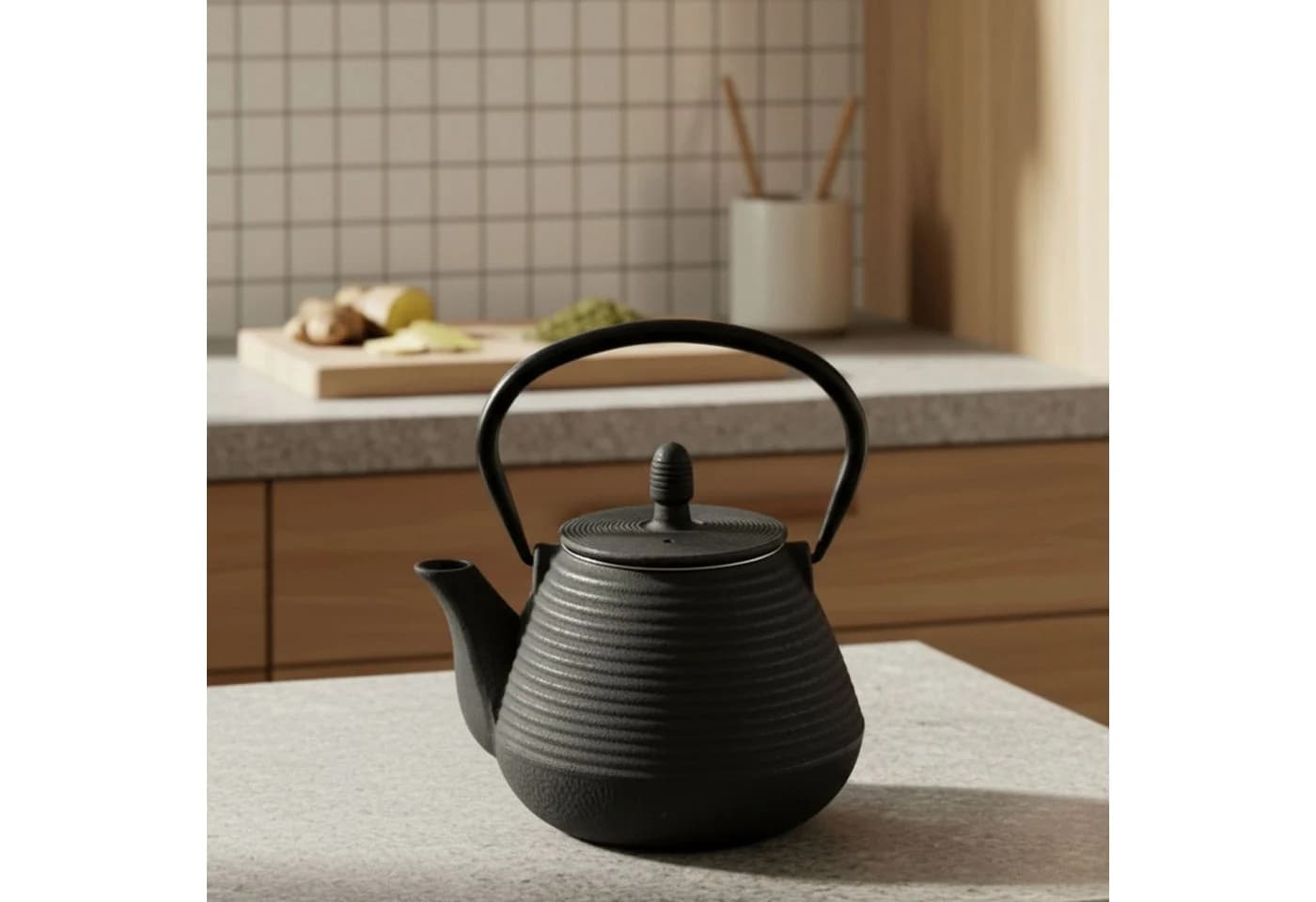 AROMELIO Teekanne YUKI aus Gusseisen mit Sieb, 1000 ml, Schwarz - Bild 2