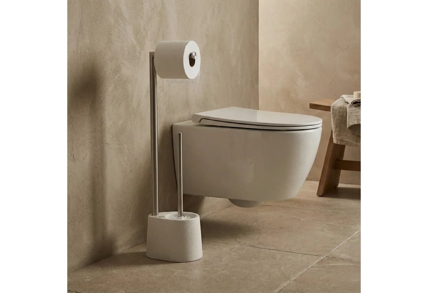 NUXIO WC-Garnitur STILK mit Papierhalter und Bürste, Edelstahl, Weiß - Bild 2
