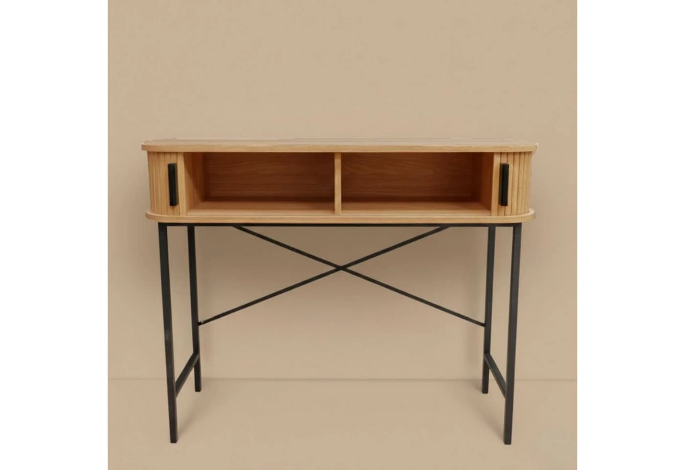 EDAXO Schreibtisch Konsole mit Schiebetüren SCAVA, geriffelt, 100 x 35 x 80,5 cm - Bild 4