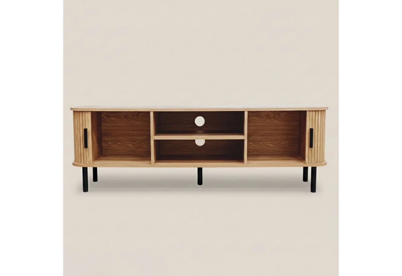 EDAXO Regal TV-Schrank SCAVA, geriffelt, Lamellenfront, Schiebetüren - Bild 4