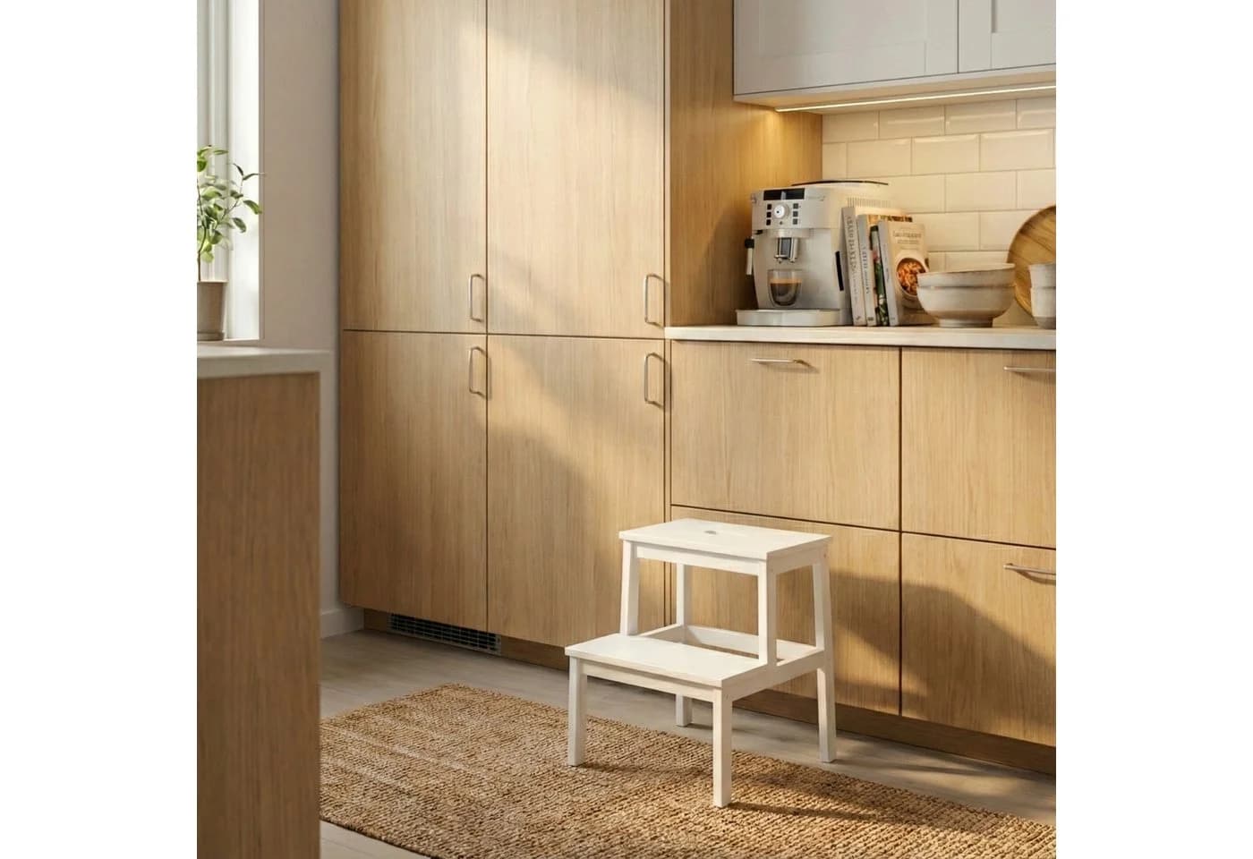 NUXIO Bambus-Hocker KROK mit Stufe Weiß - Bild 2