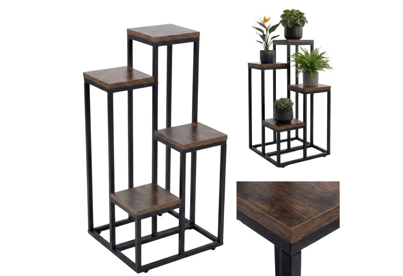 EDAXO Hoher Blumenständer BIOS für 4 Pflanzen Loft-Stil