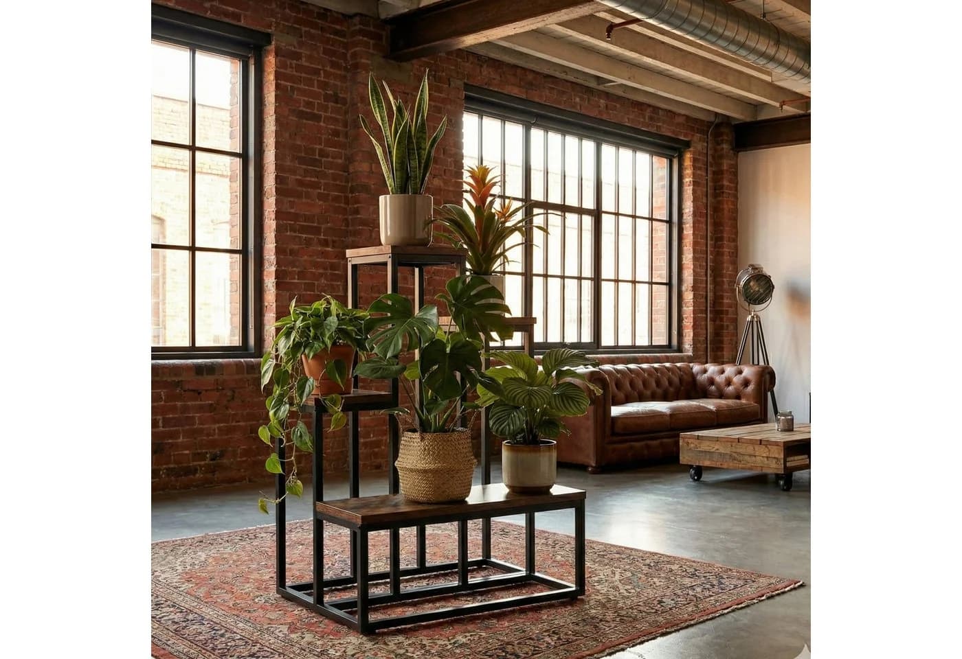 EDAXO Blumenständer Loft Braun/Schwarz Metallgestell - Bild 2