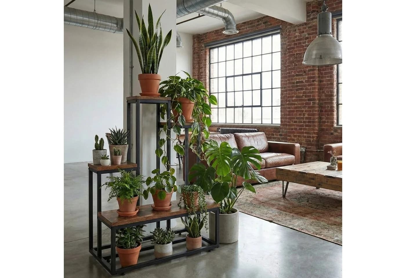 EDAXO Blumenständer Loft Braun/Schwarz Metallgestell - Bild 5