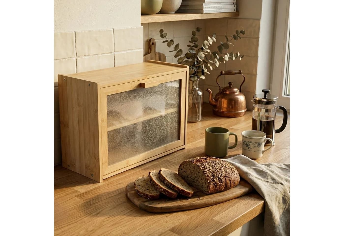 AROMELIO Brotkasten Bambus DOPPIO mit zwei Regalen - Bild 3