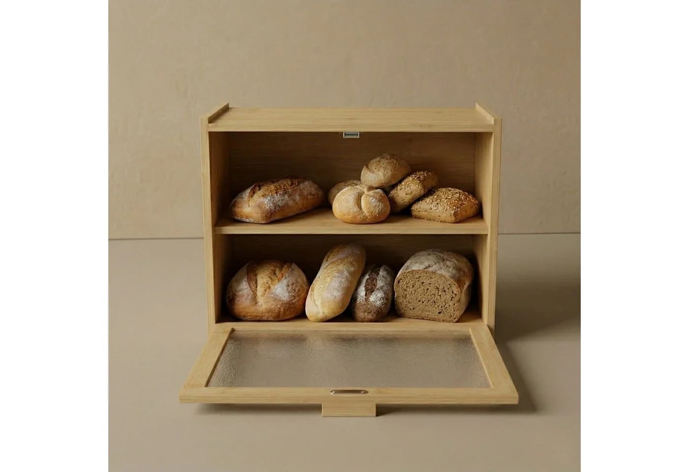 AROMELIO Brotkasten Bambus DOPPIO mit zwei Regalen - Bild 4