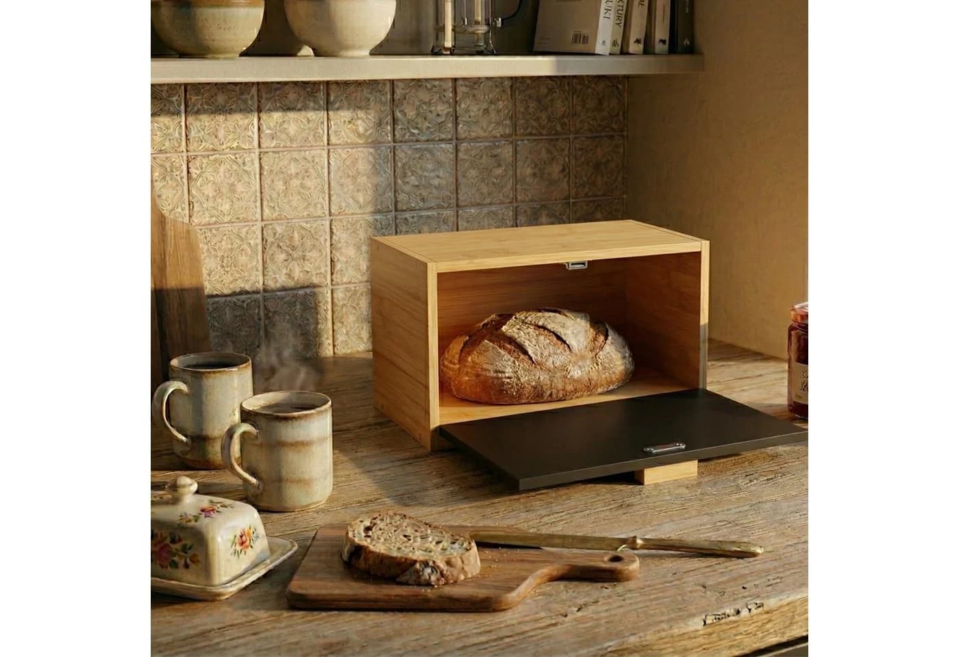 AROMELIO Brotkasten Bambus TABLEAU mit Schublade - Bild 3