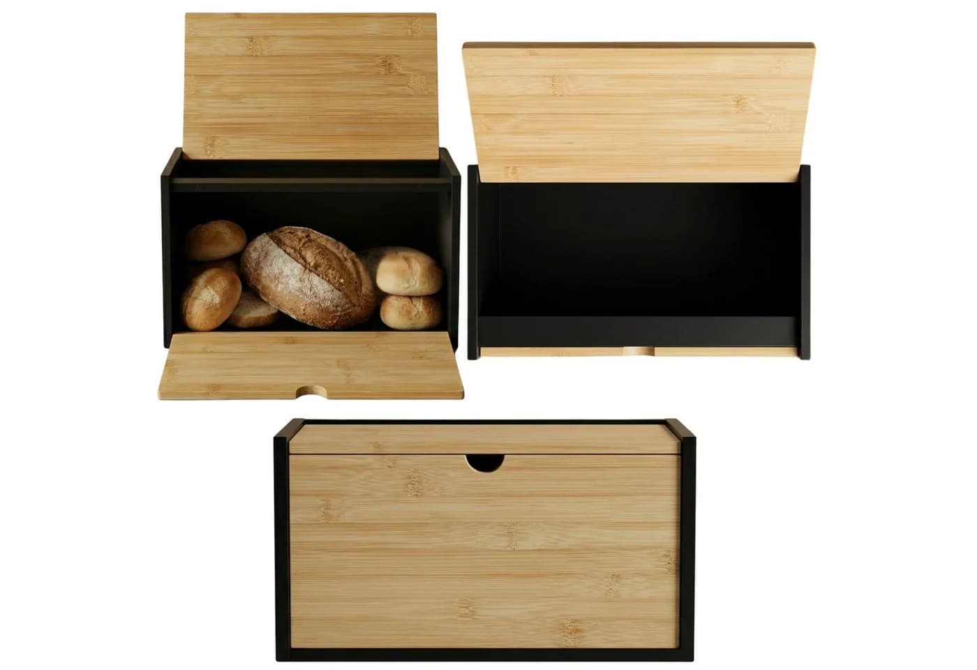 AROMELIO Brotkasten CADRE Bambus Beige/Braun Beidseitig Öffnbar - Bild 4
