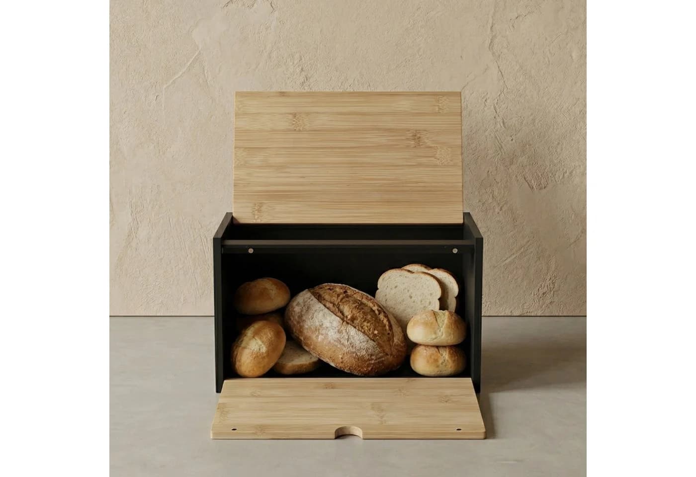 AROMELIO Brotkasten CADRE Bambus Beige/Braun Beidseitig Öffnbar - Bild 5