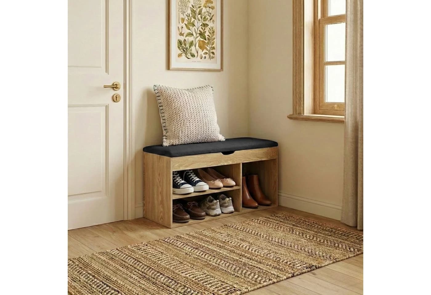 BOXIMO Schuhschrank TRIA mit Sitzfläche Braun