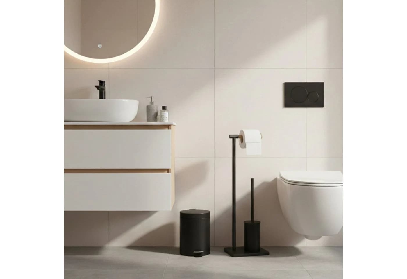 NUXIO WC-Garnitur mit Bambus-Toilettenpapierhalter ISME Schwarz