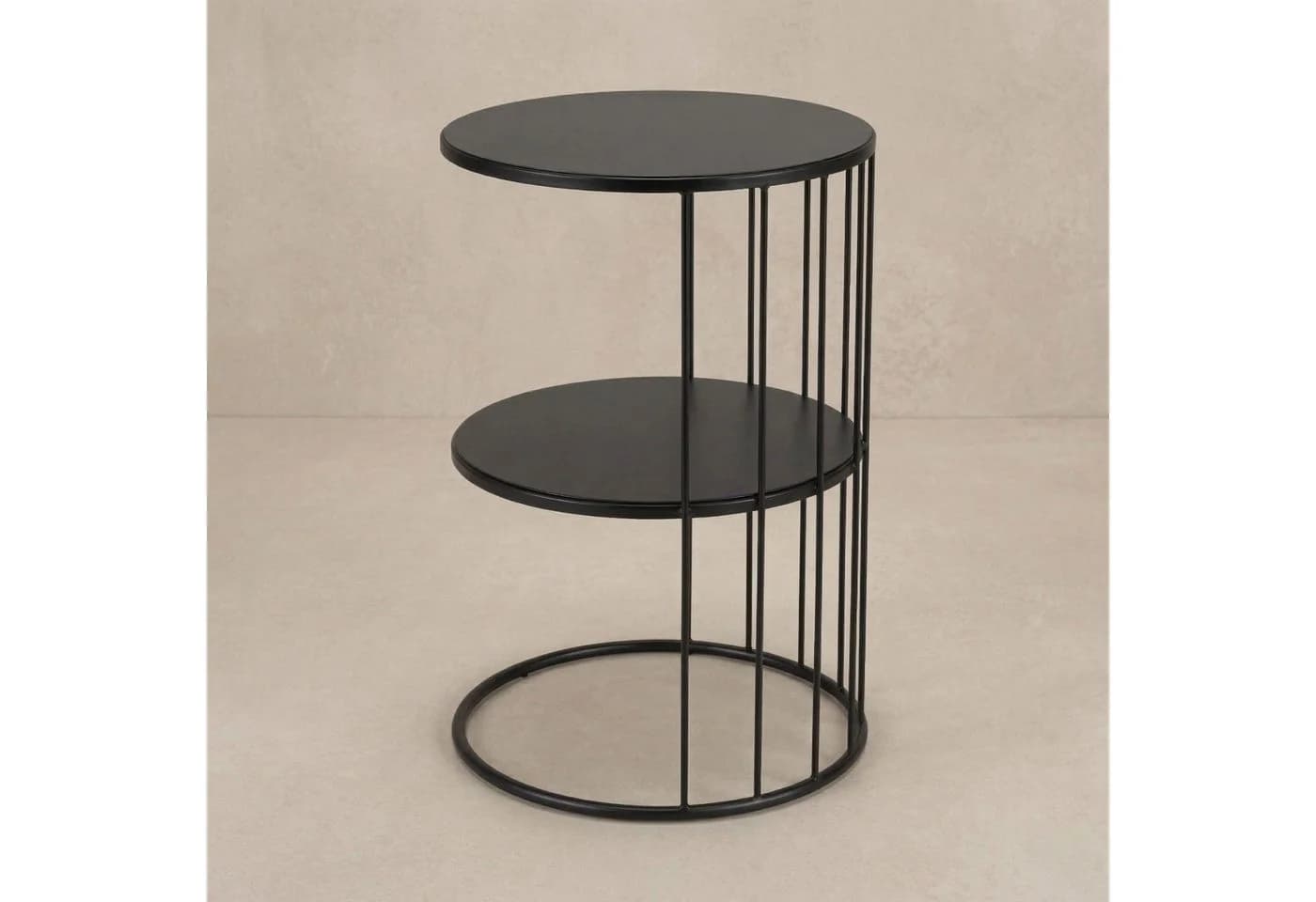 EDAXO Runder Couchtisch RODA Metall Schwarz/Gold mit Ablage - Bild 4