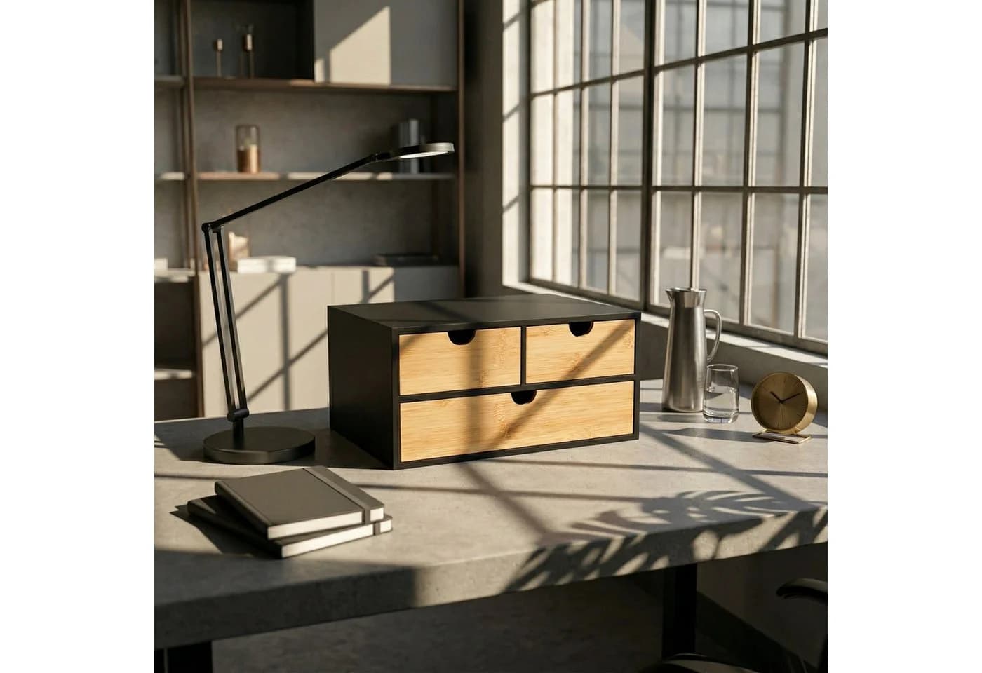 BOXIMO Schreibtisch-Organizer HEGO Bambus 3 Schubladen Braun - Bild 3