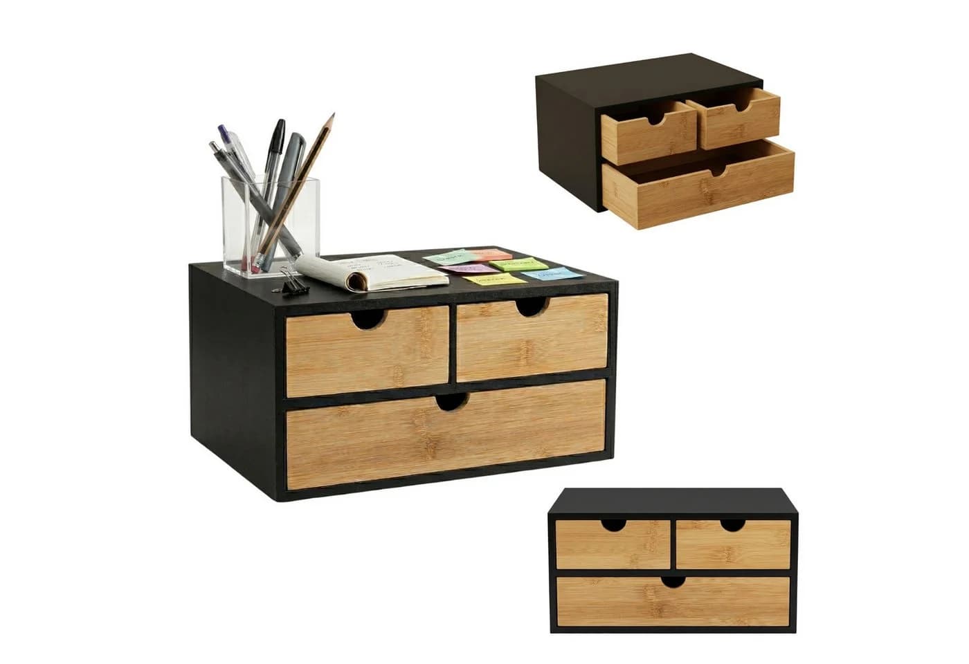 BOXIMO Schreibtisch-Organizer HEGO Bambus 3 Schubladen Braun - Bild 4