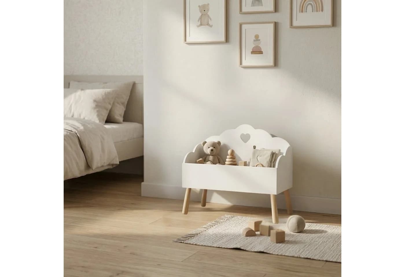 EDAXO Spielzeugtruhe NUVU mit Wolkenmotiv Weiß - Bild 2