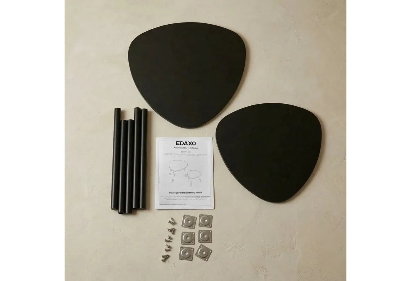 EDAXO BINI Couchtisch 2er-Set Schwarz MDF Holzbeine - Bild 5