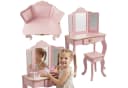 BOXIMO Kinderschminktisch REIA mit Spiegel und Hocker Set Rosa Bild 3