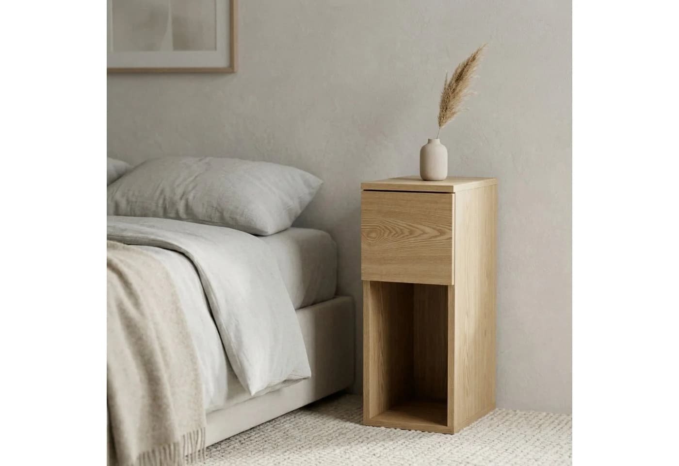EDAXO Beistelltisch TENY Braun mit Regal und Schublade
