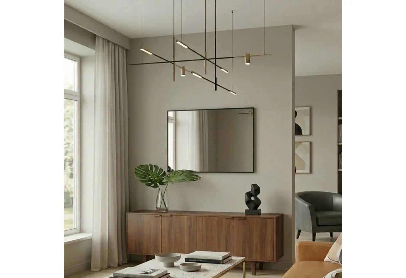 EDAXO Wandspiegel SKARP Minimalistisch Glas Aluminium Schwarz Gold Weiss - Bild 2