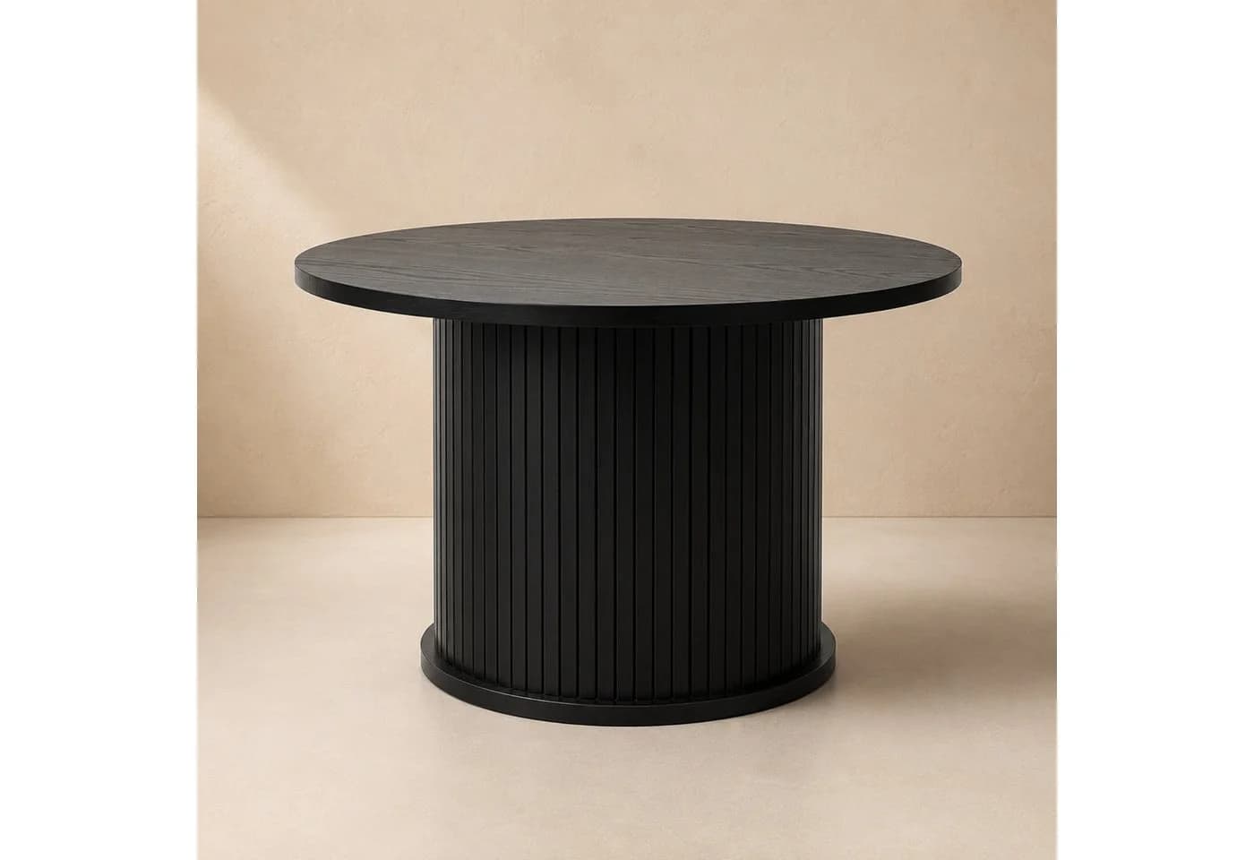 SCAVA Couchtisch Schwarz Rillierter Fuß Rund 70 cm