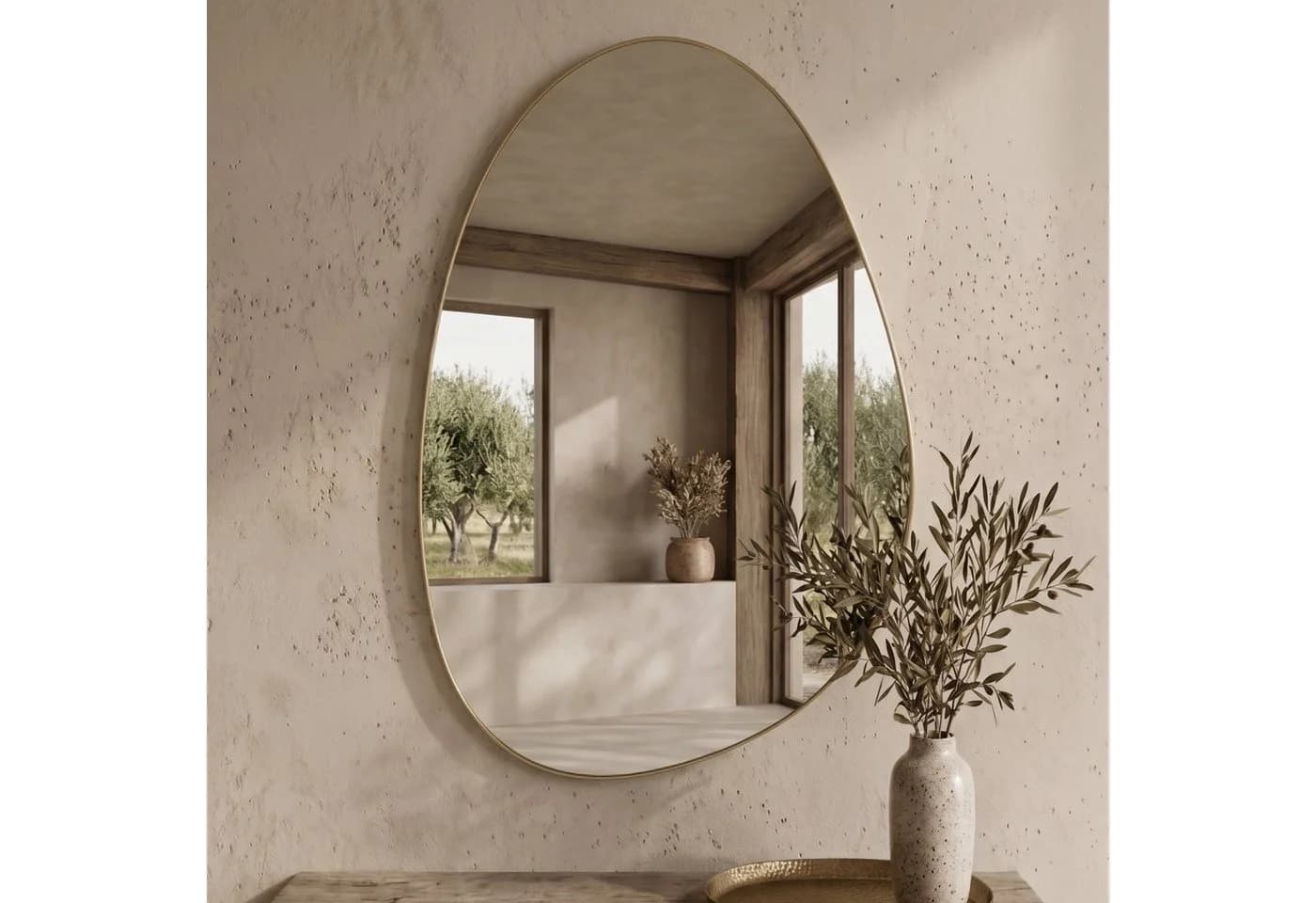 SCENA LIVING Wandspiegel KALY Asymmetrisch Goldener Rahmen