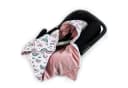 BABEES Einschlagdecke Babyschale Autositz Rosa Bunt mit Kapuze Bild 5