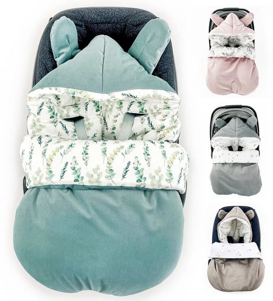 BABEES Fußsack Baby Füßling mit Kapuze Ganzjährig Grün - Bild 2