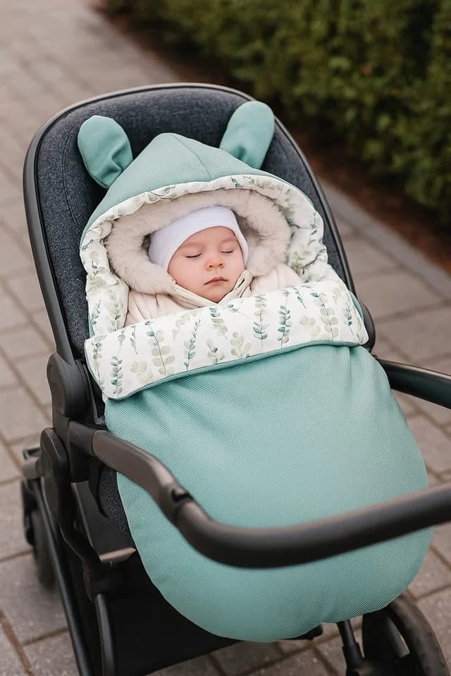 BABEES Fußsack Baby Füßling mit Kapuze Ganzjährig Grün - Bild 4