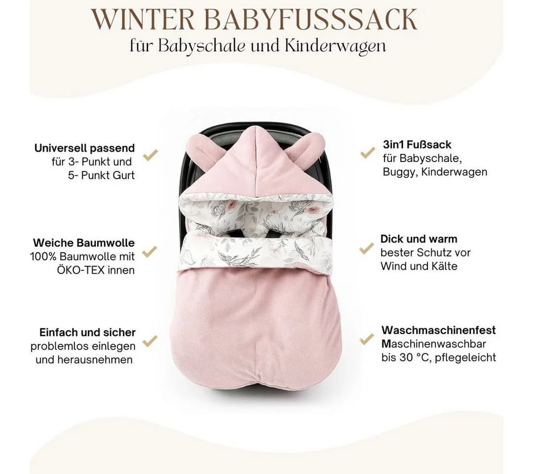 BABEES Fußsack für Babyschale Frühling Übergang warm mit Füllung