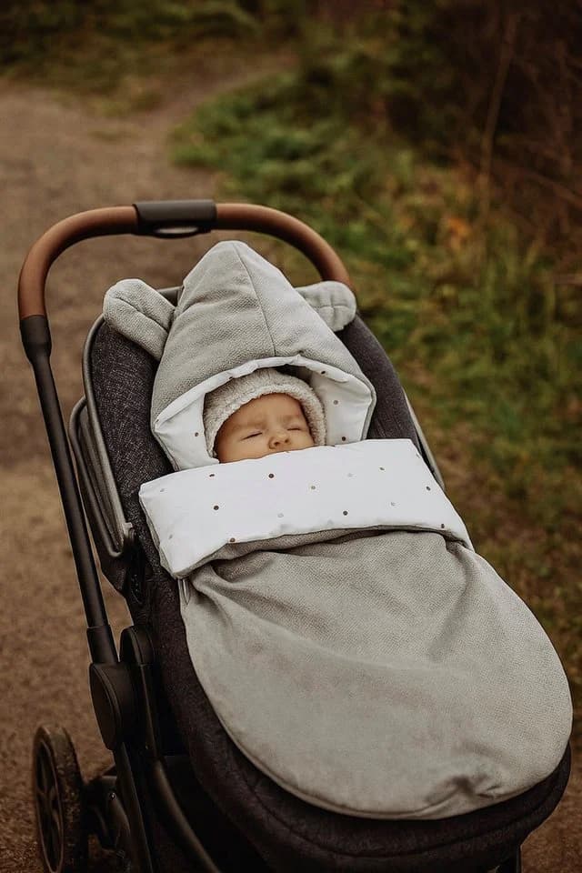 BABEES Fußsack Grau Universal Baby Ganzjährig mit Kapuze - Bild 4