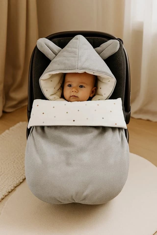 BABEES Fußsack Grau Universal Baby Ganzjährig mit Kapuze - Bild 5
