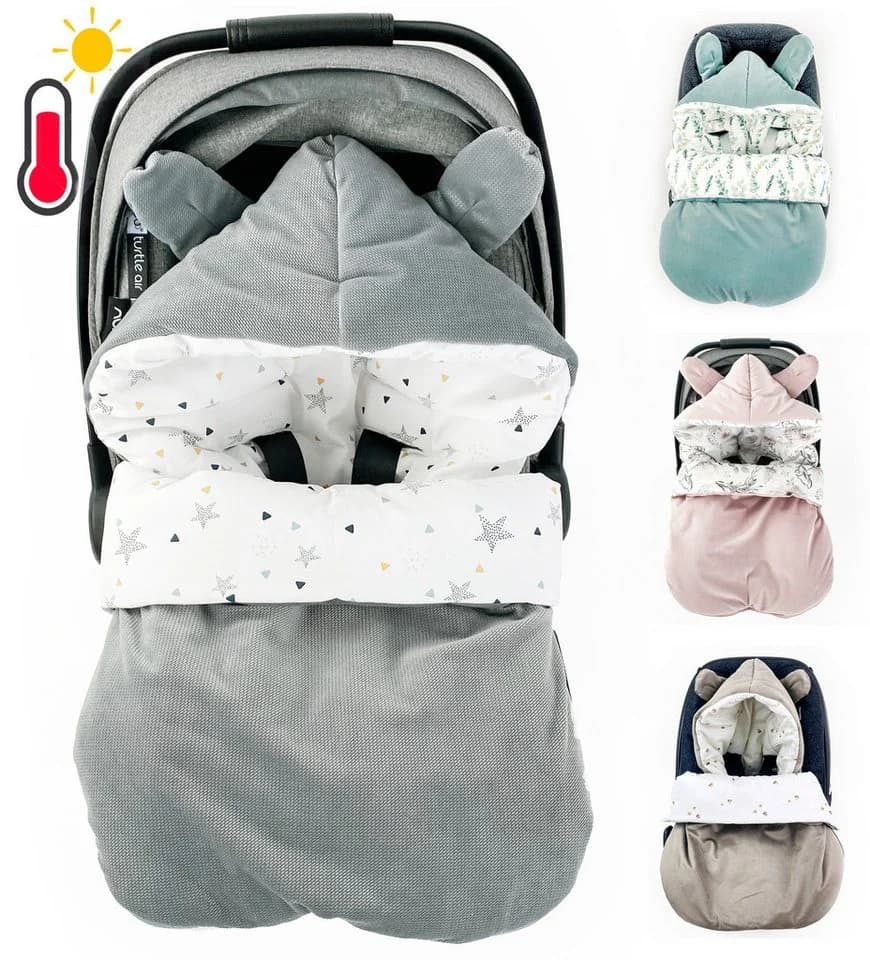 BABEES Einschlagdecke Baby Schlafsack 3in1 Grau Leicht Wattiert - Bild 2