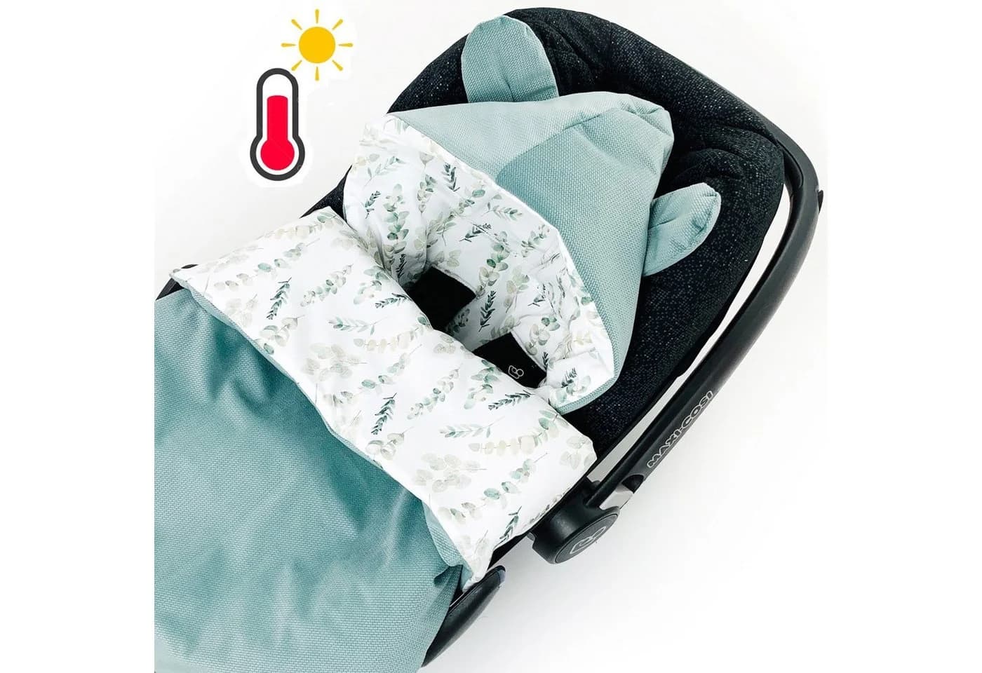 BABEES Einschlagdecke Baby Sommer Fußsack für Babyschale Grün - Bild 2