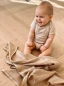 BABEES Babydecke 100% Baumwolle Beige Handgenäht Bild 1