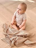 BABEES Babydecke 100% Baumwolle Beige Handgenäht Bild 3