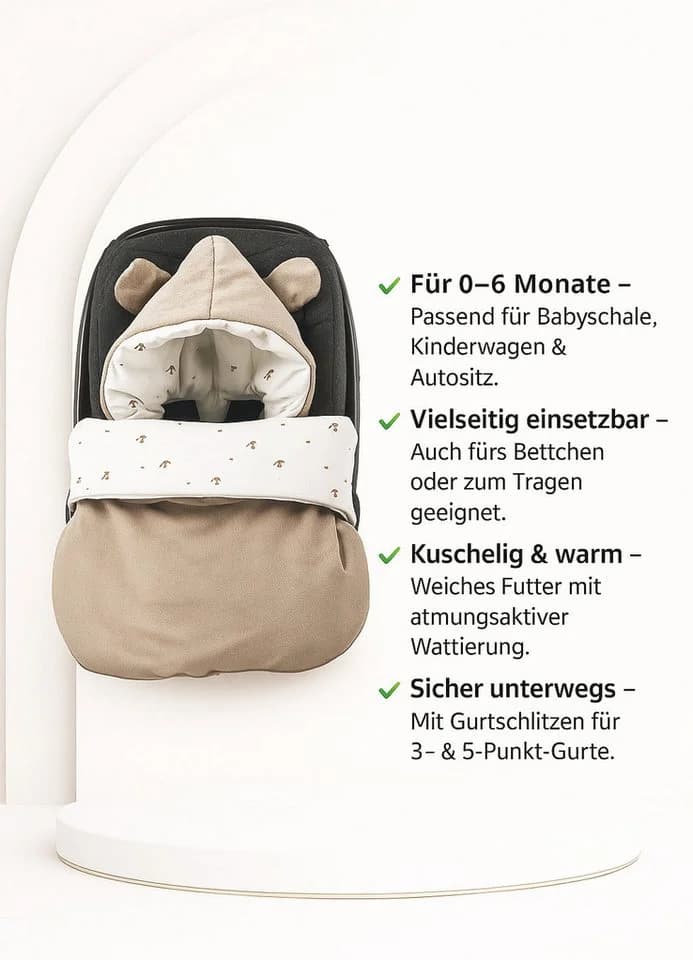 BABEES Fußsack für Babyschale - Warm mit Kapuze Ganzjährig - Bild 5