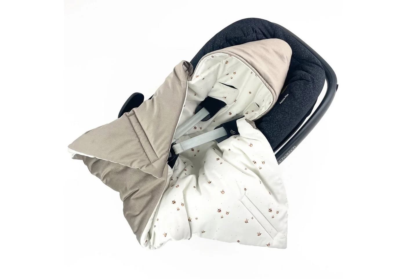 BABEES Einschlagdecke Babyschale Autositz Wattiert Beige