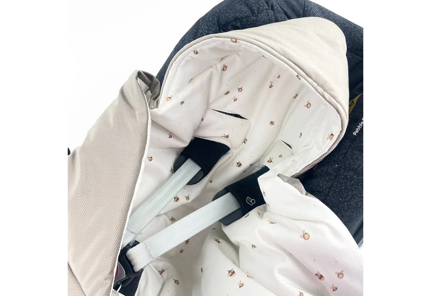BABEES Einschlagdecke Babyschale Autositz Wattiert Beige - Bild 5