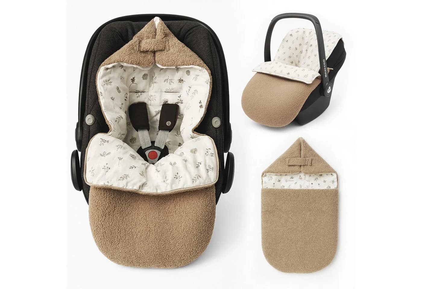 BABEES Fußsack für Babyschale Kinderwagen Wanne BOUCLE Winterfußsack, Einschlagdecke Baby universal 3-Punkt und 5-Punkt Gurt - Bild 2