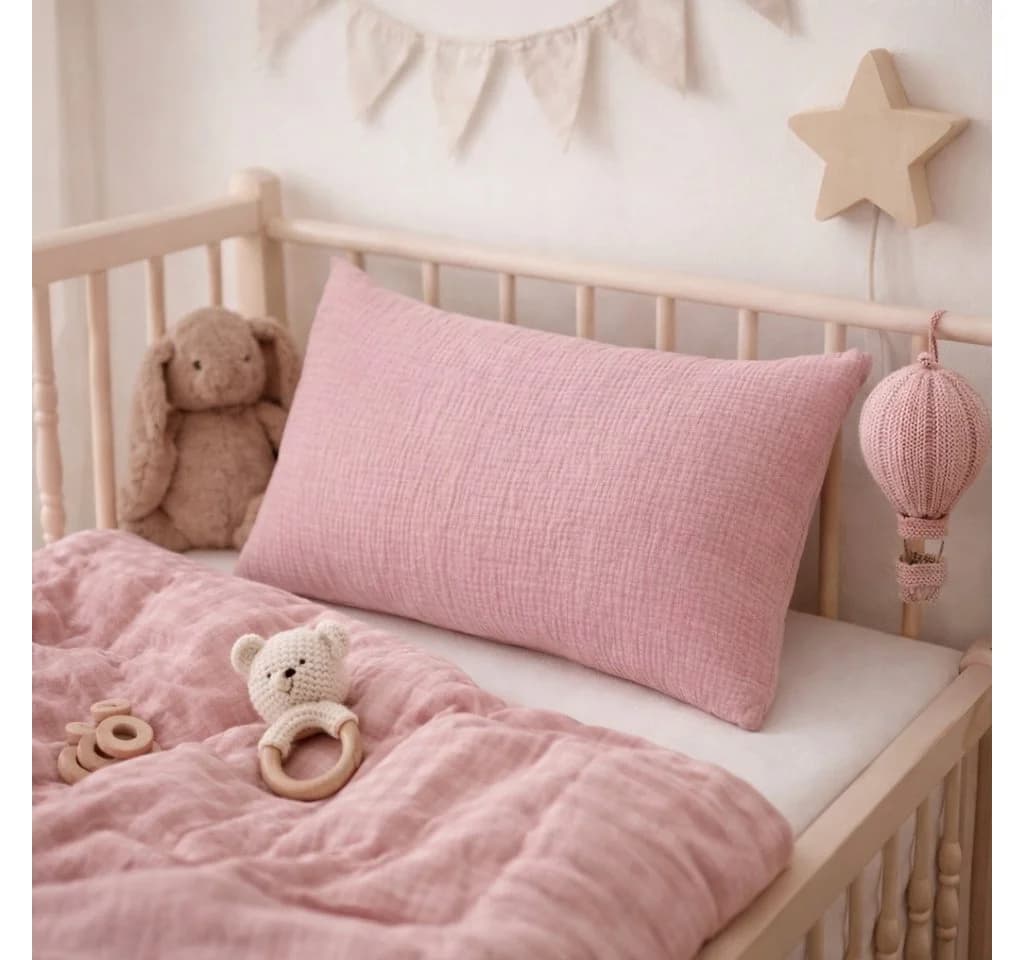 BABEES Kissenbezüge 2er Set Musselin Baumwolle Beige