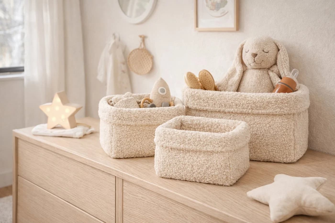 BABEES Dekokorb 3-er Set Organizer Wickeltisch Baby - Bild 5