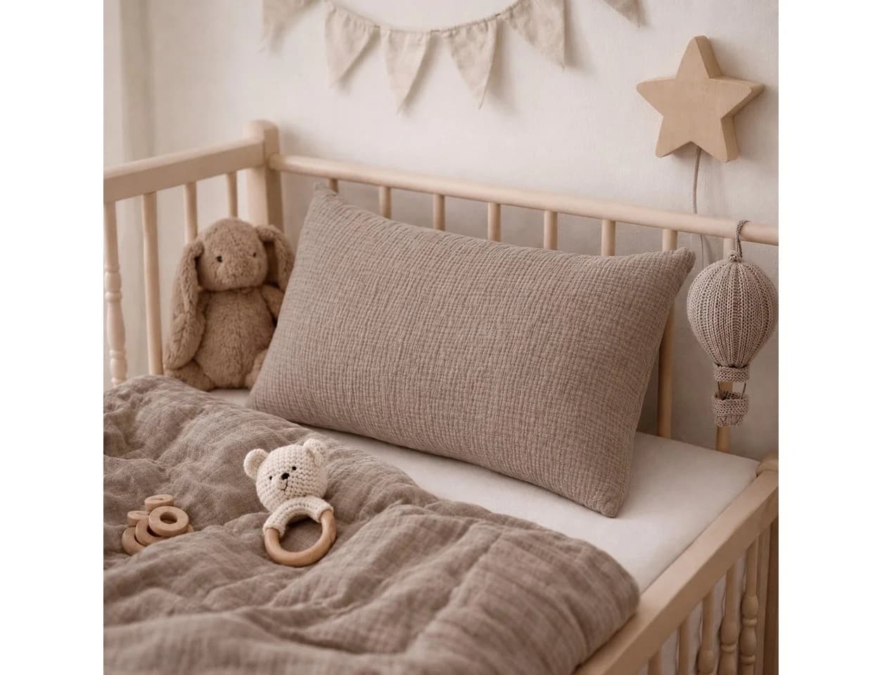 BABEES Kissenbezüge 2er Set Creme Beige Musselin Baumwolle