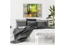 Wallarena Leinwandbild Wald Fensterblick Grün Modern XXL Bild 1