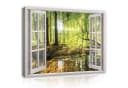 Wallarena Leinwandbild Wald Fensterblick Grün Modern XXL Bild 2